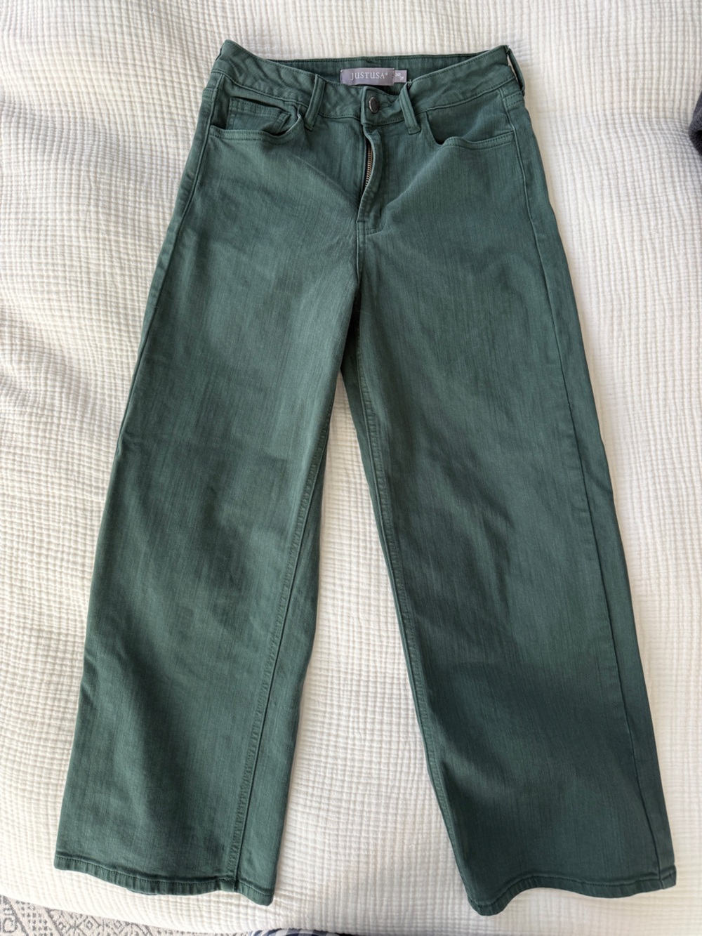 Just USA Dark Green Wide-Leg Jeans